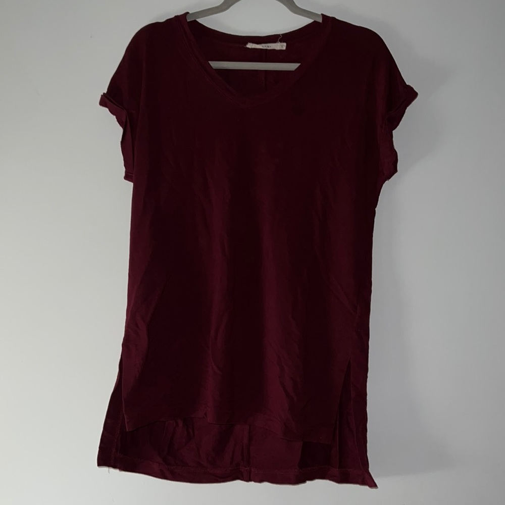 Small Ellison Cuffed Sleeve T Shirt With Longer Back and Side Slits on Bottom